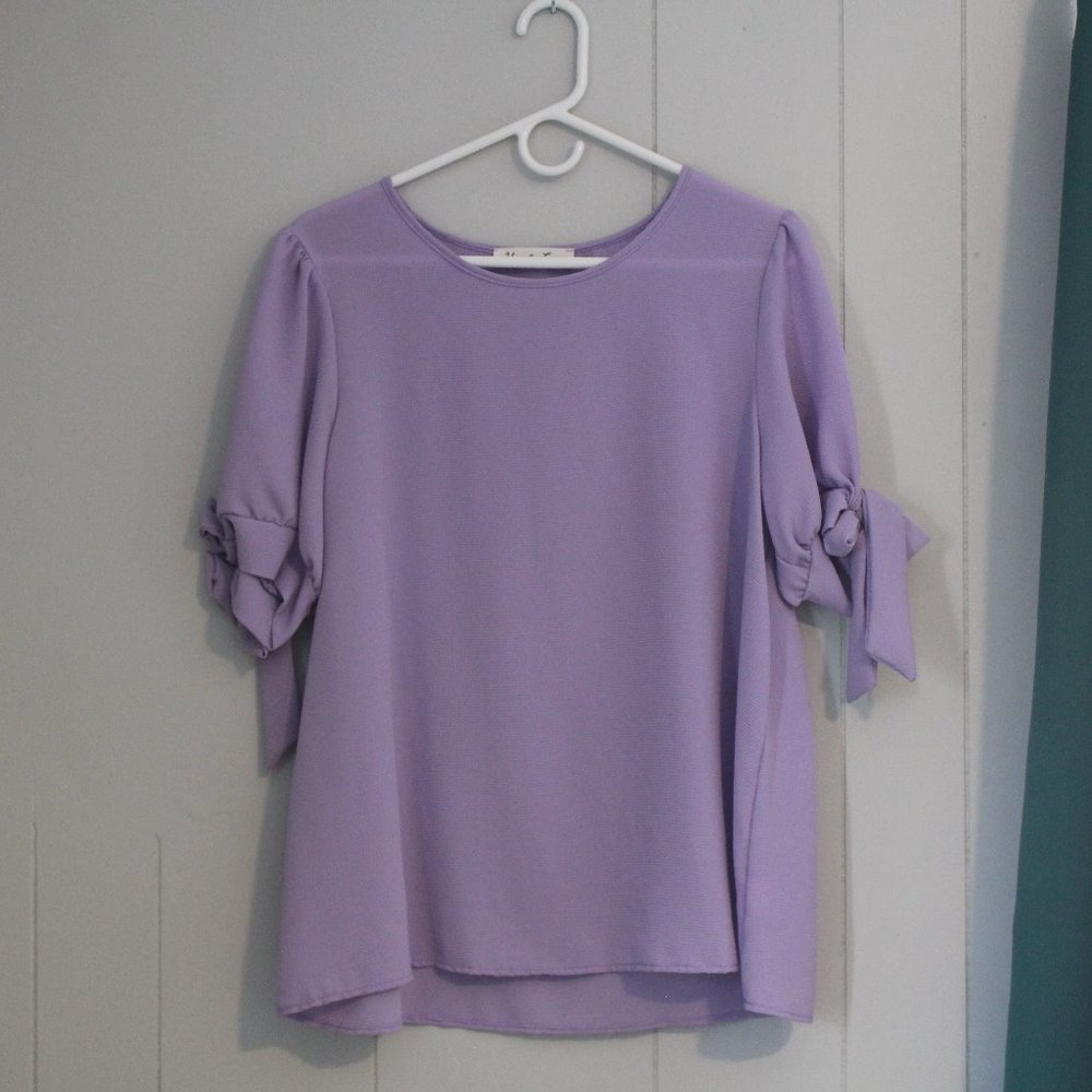 lilac Bow sleeves woven top